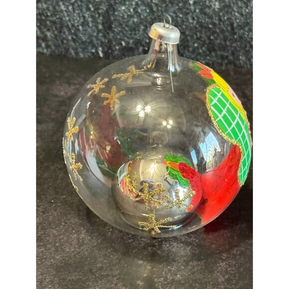 Vintage Soffieria De Carlini Italy Painted Angel Playing Trumpet Glass Ornament - Picture 3 of 6